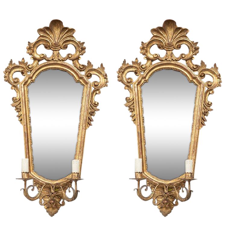 Pair of antique Venetian mirrors, 19th century.