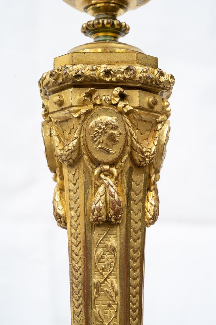 Pair of antique gilt bronze candlesticks. France, 19th century