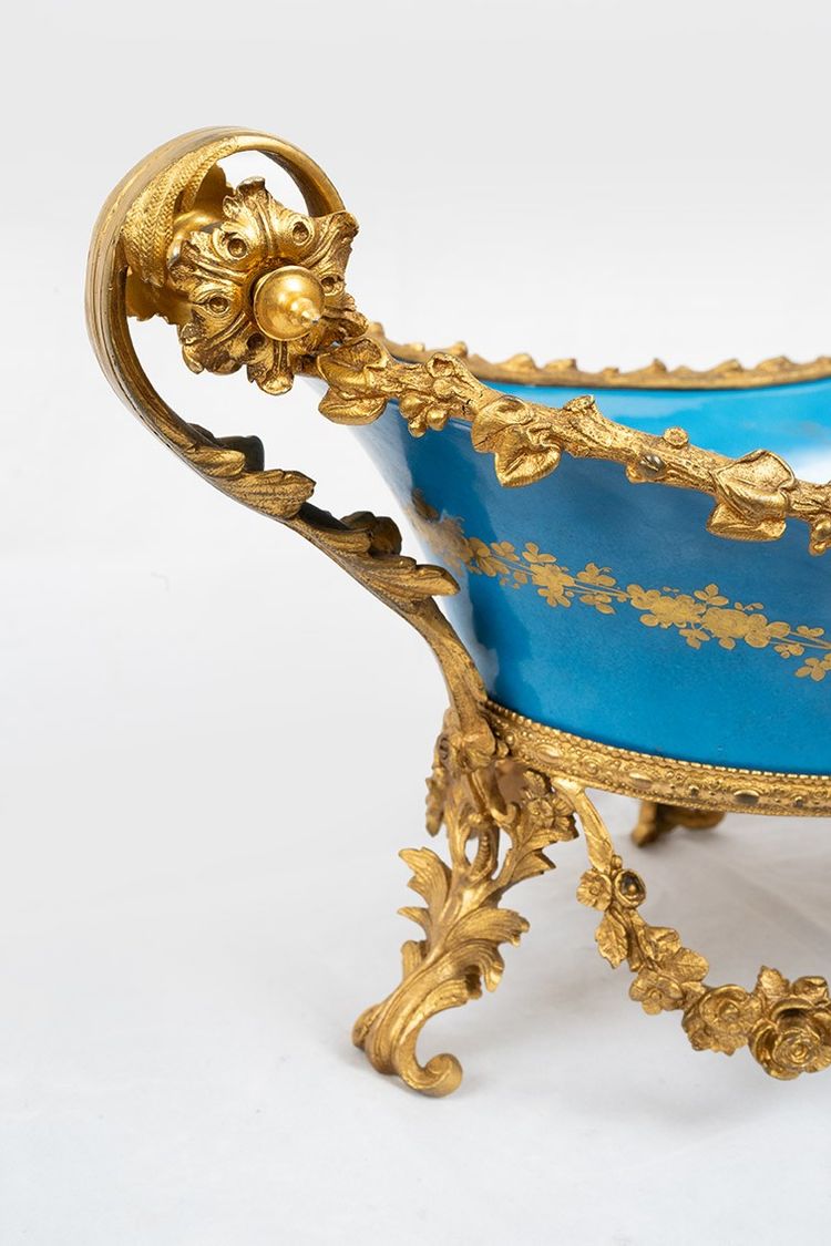 Antique Napoleon III Gilt Bronze Centerpiece from Sevres. France 19th Century.