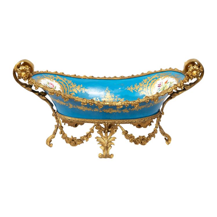 Antique Napoleon III Gilt Bronze Centerpiece from Sevres. France 19th Century.