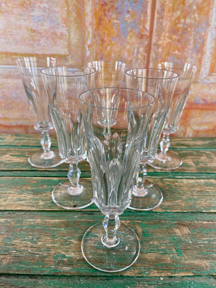 6 Baccarat crystal champagne flutes, Polignac model