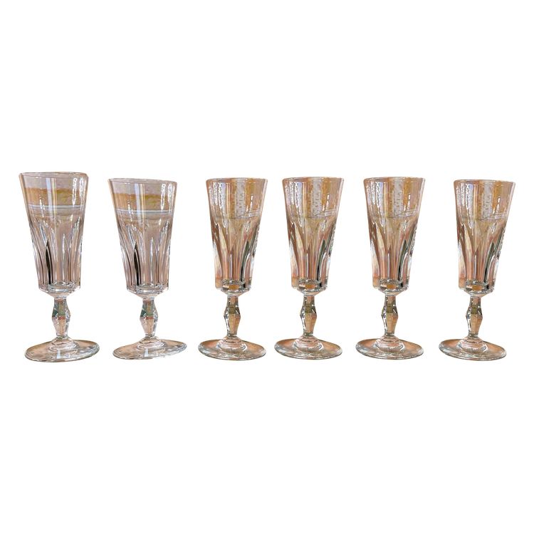 6 Baccarat crystal champagne flutes, Polignac model