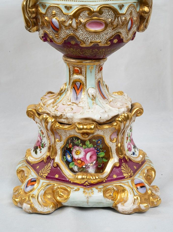 Pair of antique porcelain vases, 19th century, France