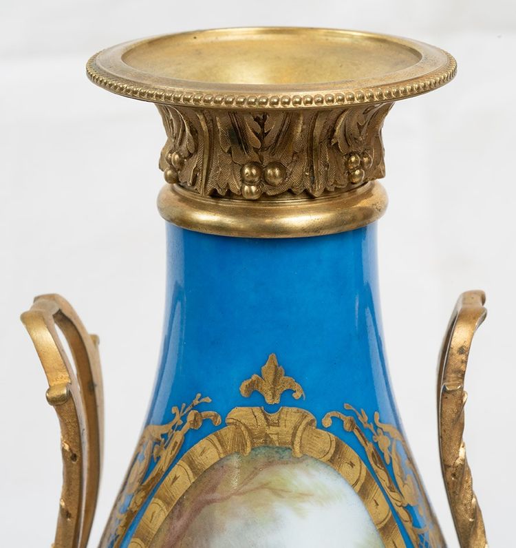 Pair of antique Sèvres porcelain vases, 19th century.