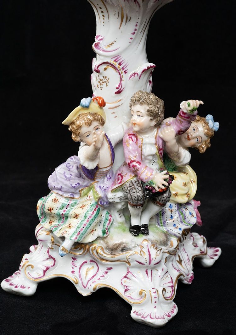 Antique polychrome Sèvres porcelain centerpiece, 20th century.