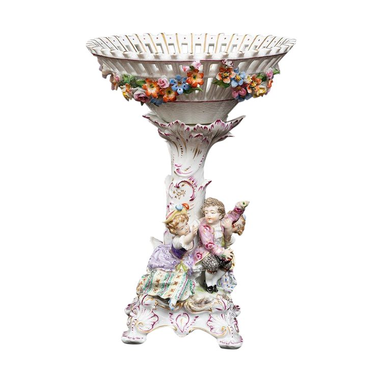 Antique polychrome Sèvres porcelain centerpiece, 20th century.