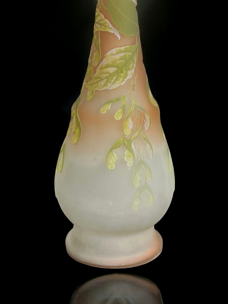 VASE BY ÉMILE GALLÉ 1846-1904 WITH MAPLE BRANCH DECOR ART NOUVEAU PERIOD