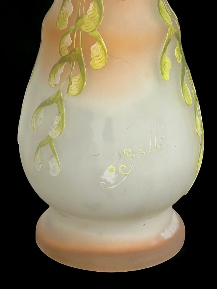 VASE BY ÉMILE GALLÉ 1846-1904 WITH MAPLE BRANCH DECOR ART NOUVEAU PERIOD