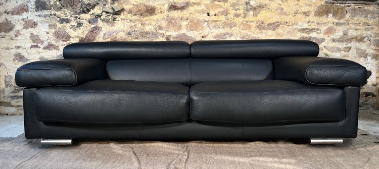 ROCHE BOBOIS Schwarzes Ledersofa ULTIMATE-Modell