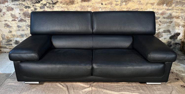 ROCHE BOBOIS Schwarzes Ledersofa ULTIMATE-Modell