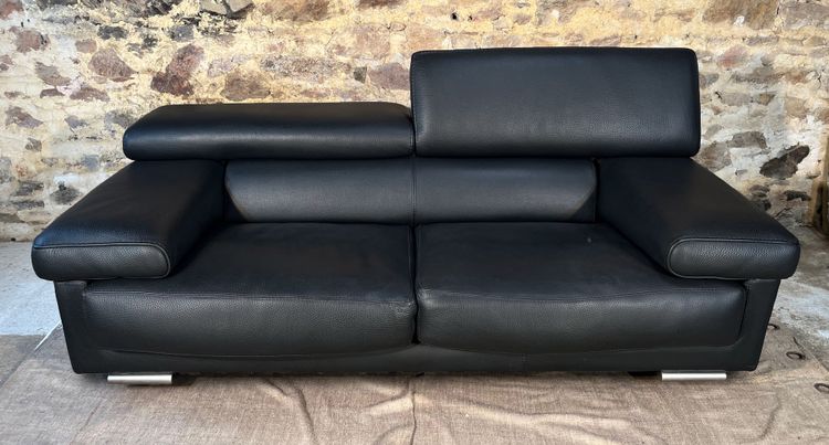 ROCHE BOBOIS Schwarzes Ledersofa ULTIMATE-Modell