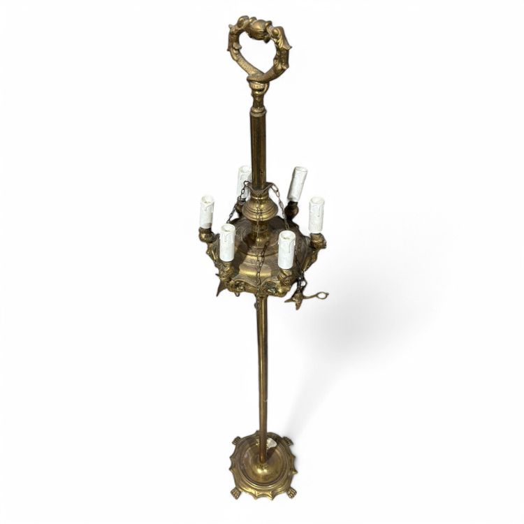 Antique Florentine brass floor lamp