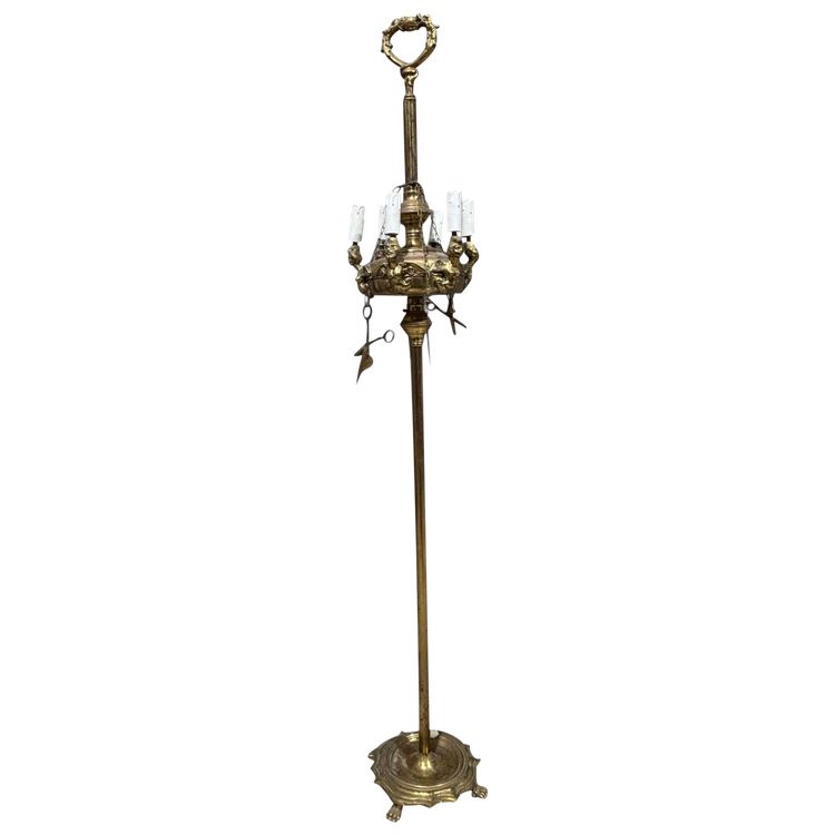 Antique Florentine brass floor lamp