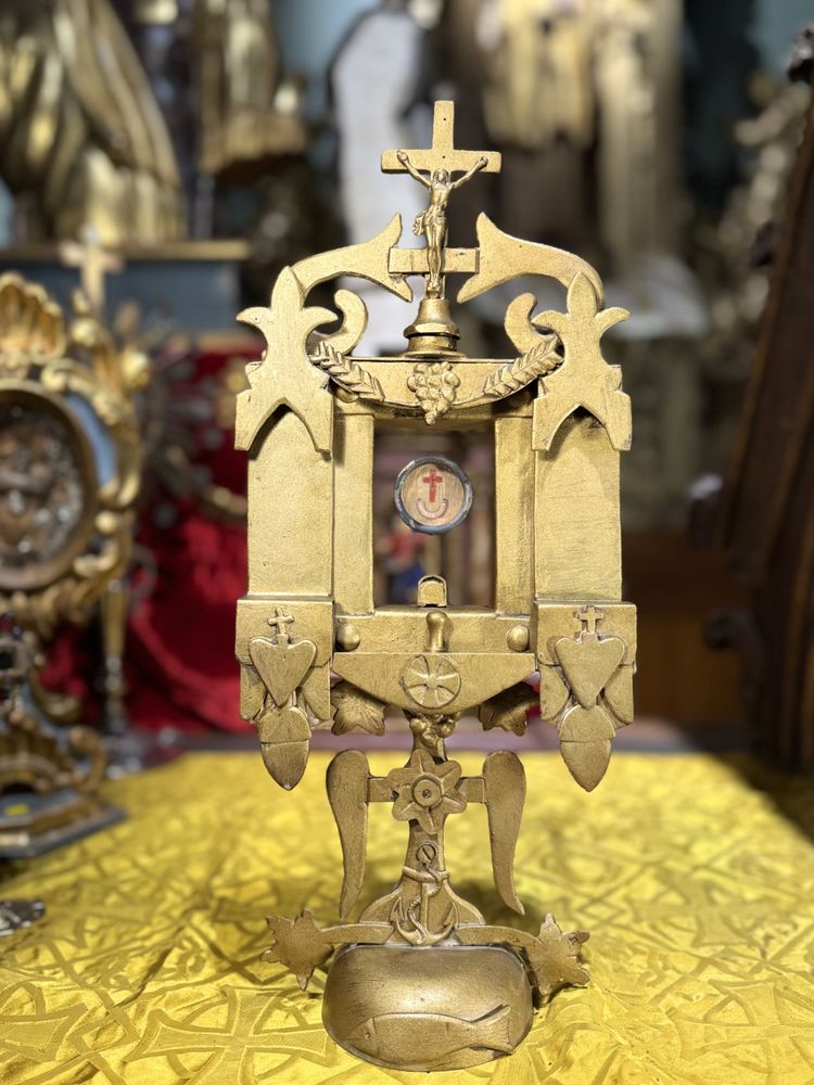 Monstrance Reliquary With A Relic Of The True Cross - 19th Century