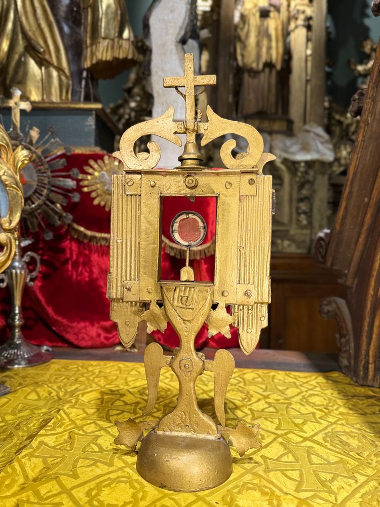 Monstrance Reliquary With A Relic Of The True Cross - 19th Century