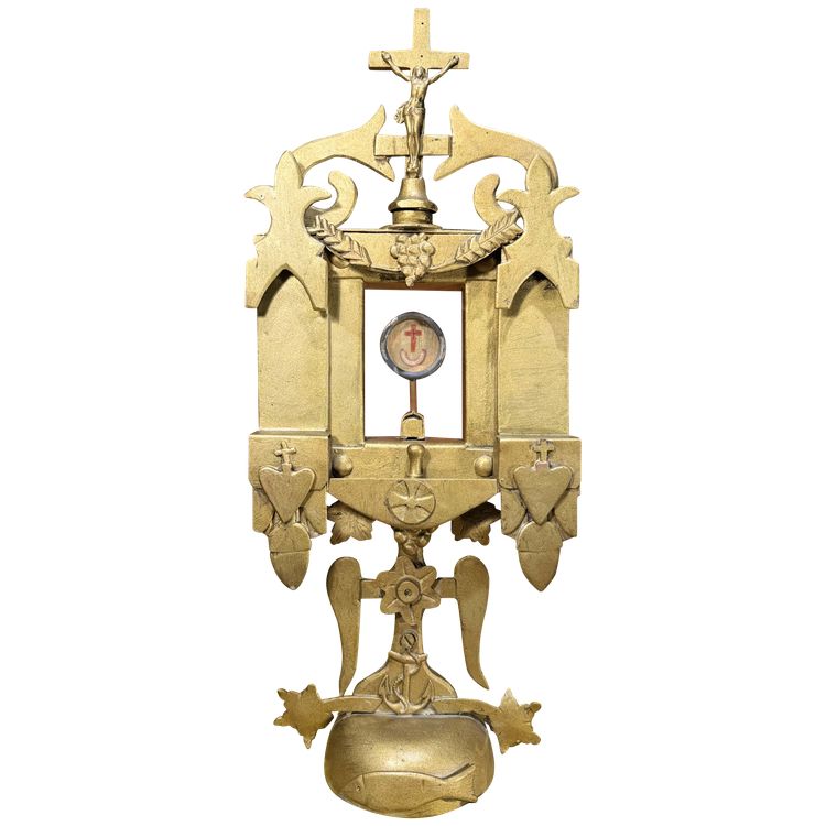 Monstrance Reliquary With A Relic Of The True Cross - 19th Century