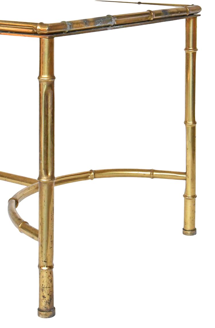 Bamboo-style gilded brass coffee table in the style of Maison Baguès