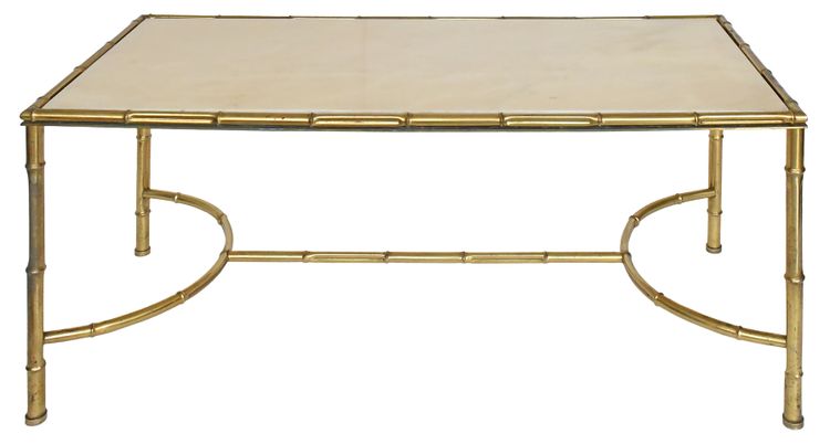 Bamboo-style gilded brass coffee table in the style of Maison Baguès