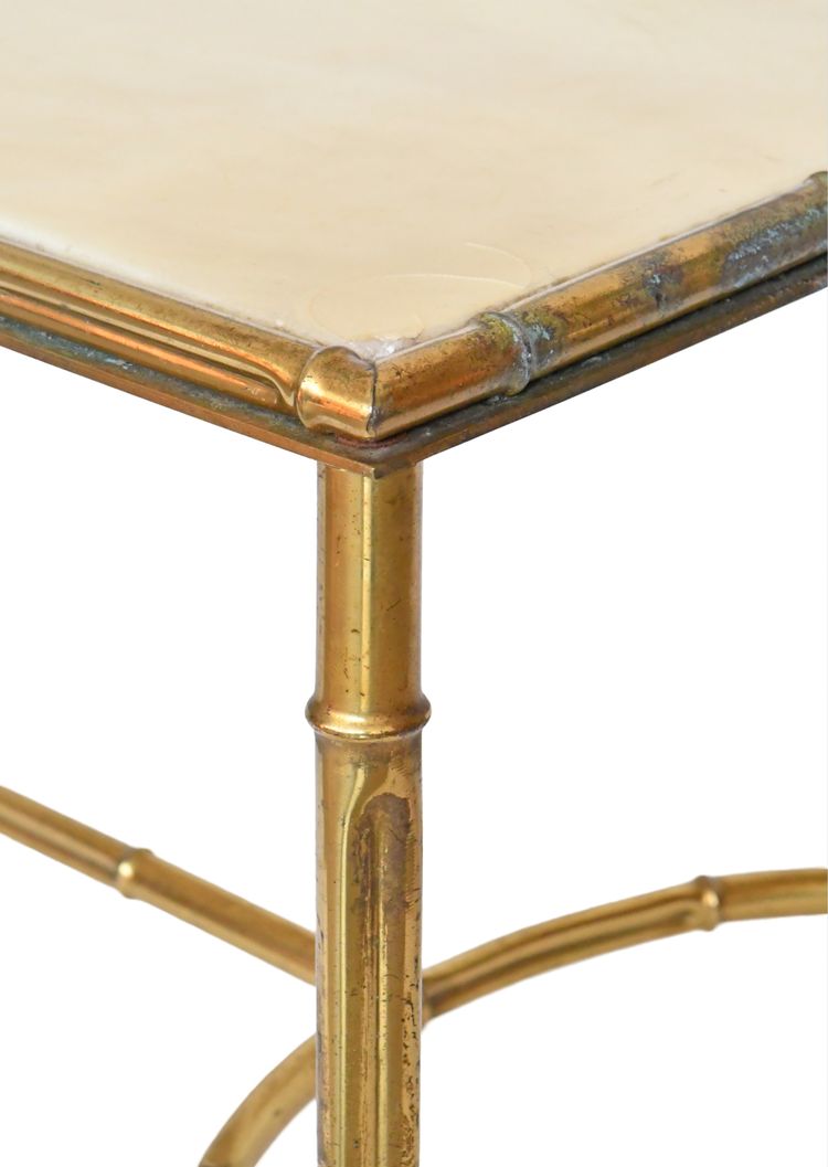 Bamboo-style gilded brass coffee table in the style of Maison Baguès