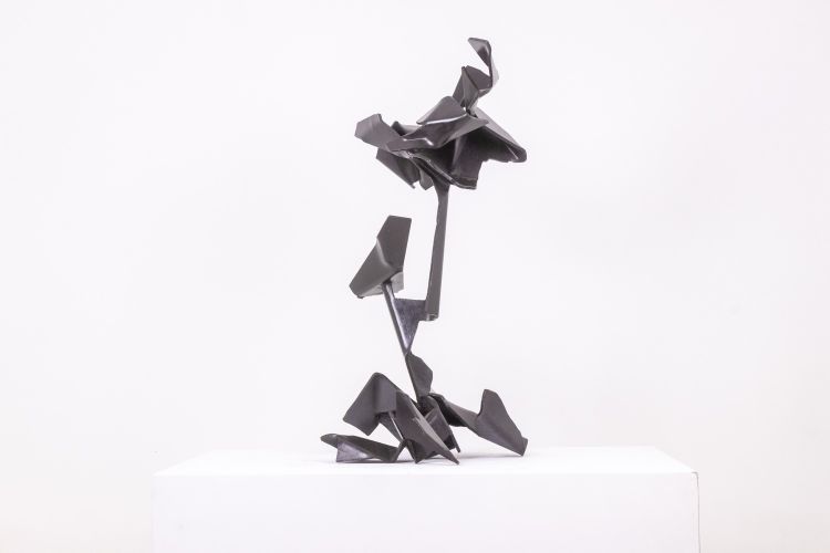 Jean Campa. Geometric sculpture in polished metal. 1980s. LS62141309P