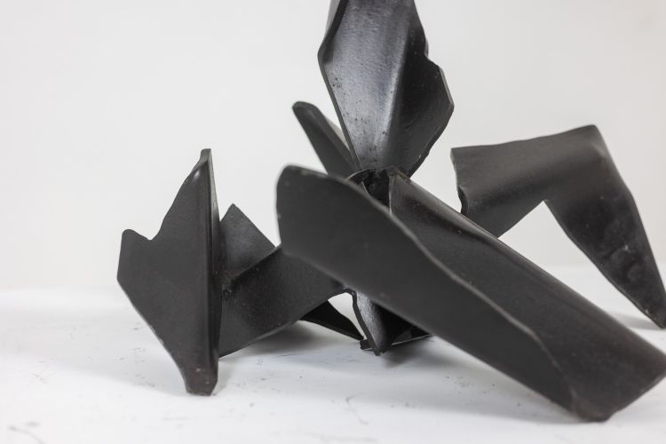 Jean Campa. Geometric sculpture in polished metal. 1980s. LS62141309P