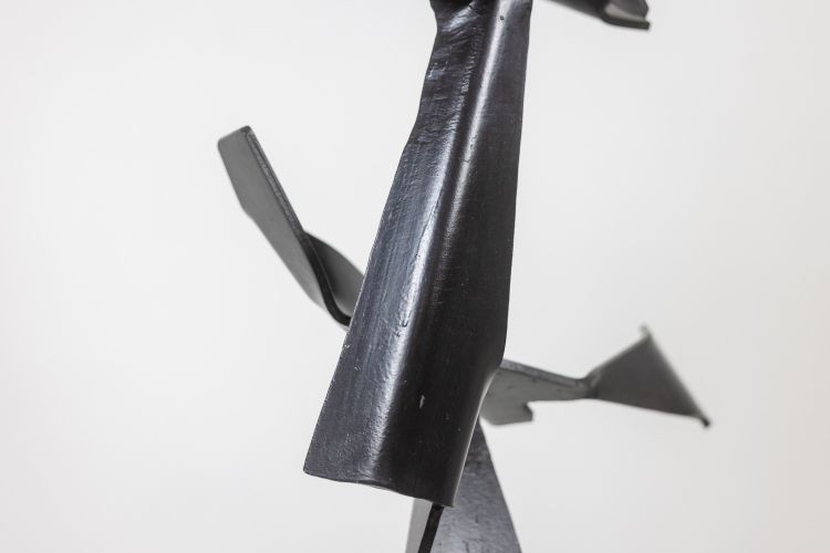 Jean Campa. Geometric sculpture in polished metal. 1980s. LS62141309P