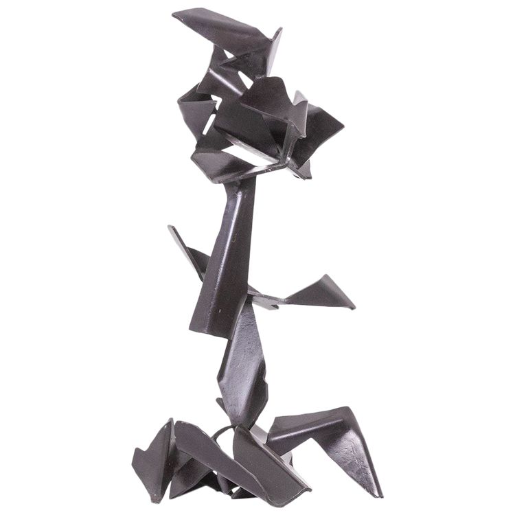 Jean Campa. Geometric sculpture in polished metal. 1980s. LS62141309P