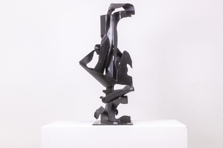 Jean Campa. Vertical sculpture in patinated metal. 1980s. LS62151309P