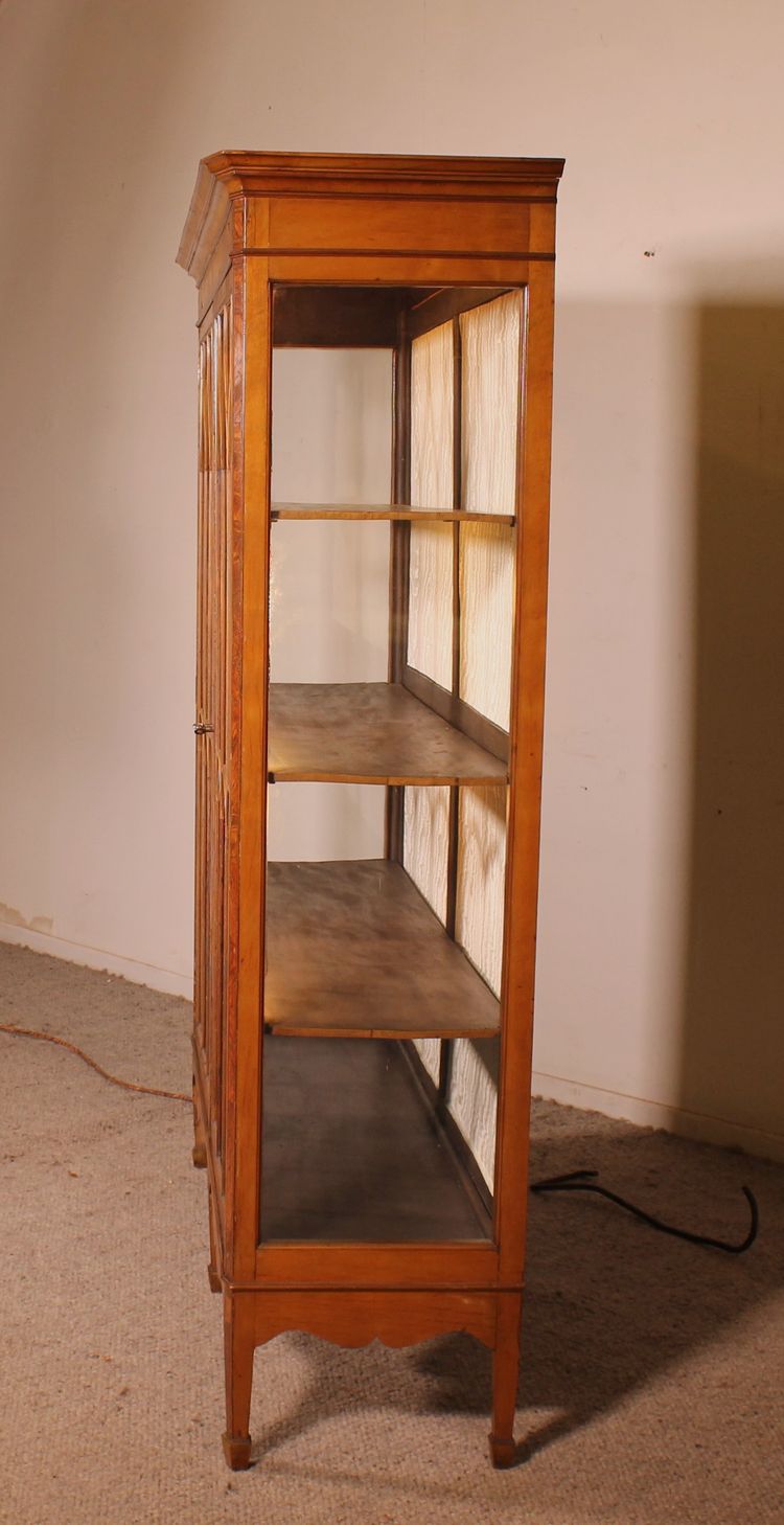 19th Century Mahogany And Burl Walnut Display Cabinet With Lighting