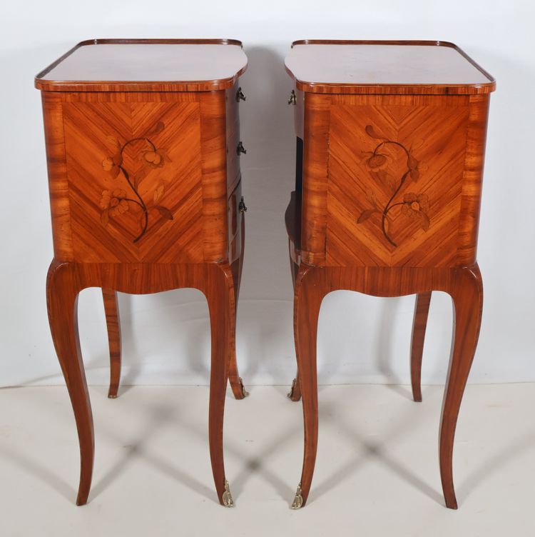 Pair of Louis XV style bedside tables, early 20th century