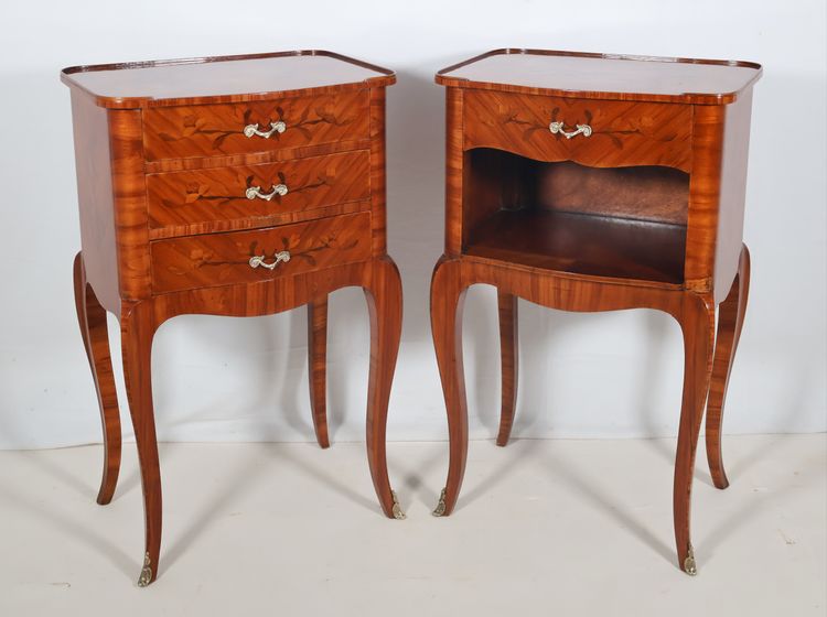 Pair of Louis XV style bedside tables, early 20th century