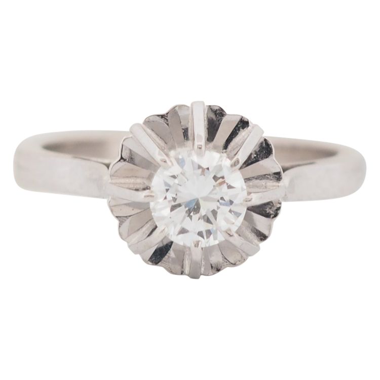 White gold and diamond solitaire ring