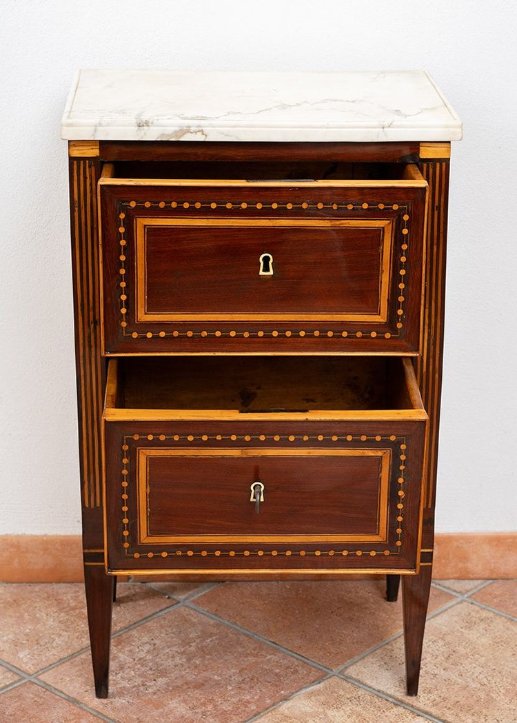 Antique Neapolitan Louis XVI bedside table, 18th century.