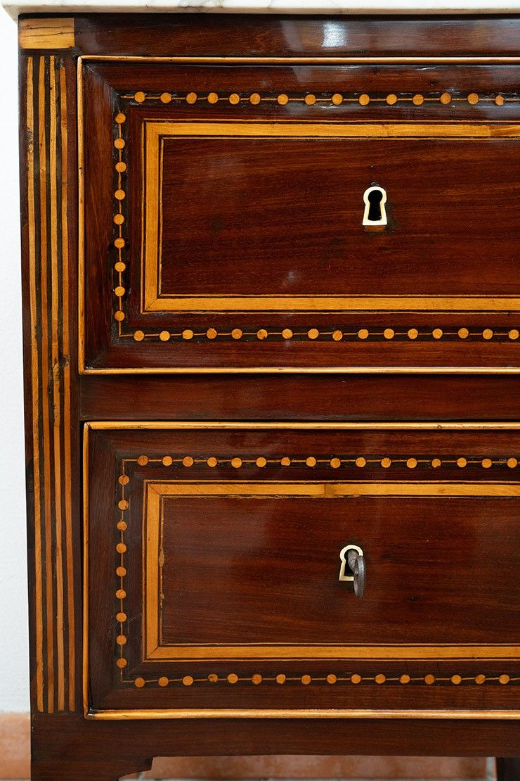 Antique Neapolitan Louis XVI bedside table, 18th century.