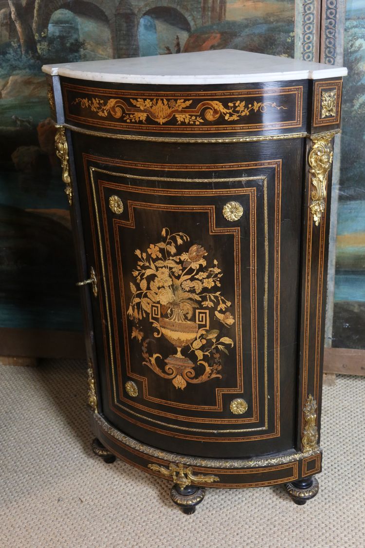 Pair of 19th century inlaid corner cabinets