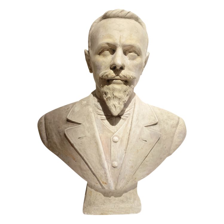 Bust of a notable" plaster sculpture, 20th century