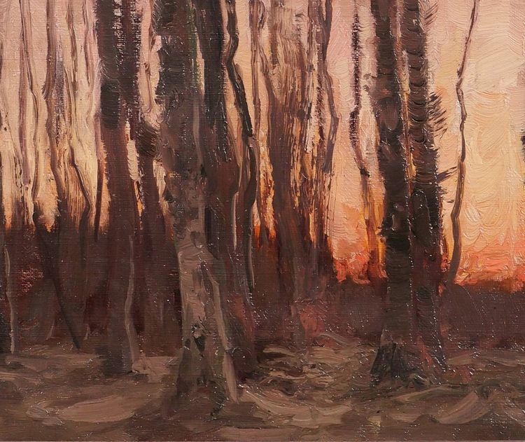 Joseph François 1851-1940 Trees at sunset, landscape, painting, impressionism