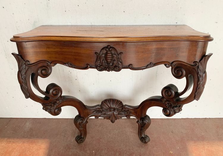 Pair of Louis Philippe consoles in mahogany, 19th century