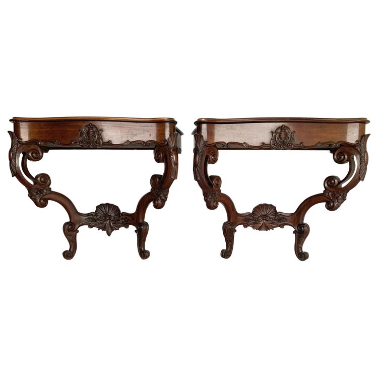 Pair of Louis Philippe consoles in mahogany, 19th century