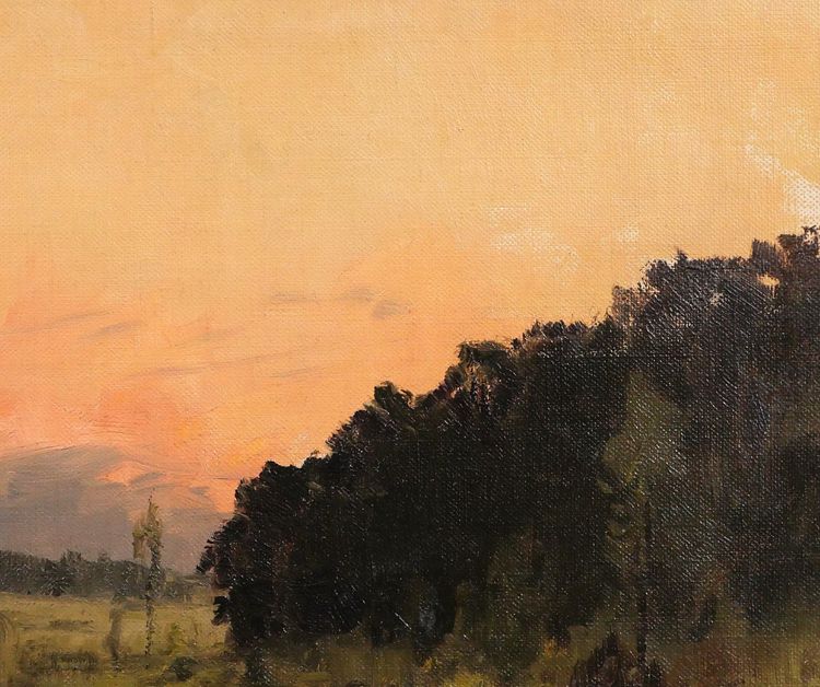 Joseh François 1851-1940 Sunset, landscape, painting, impressionism, Belgium