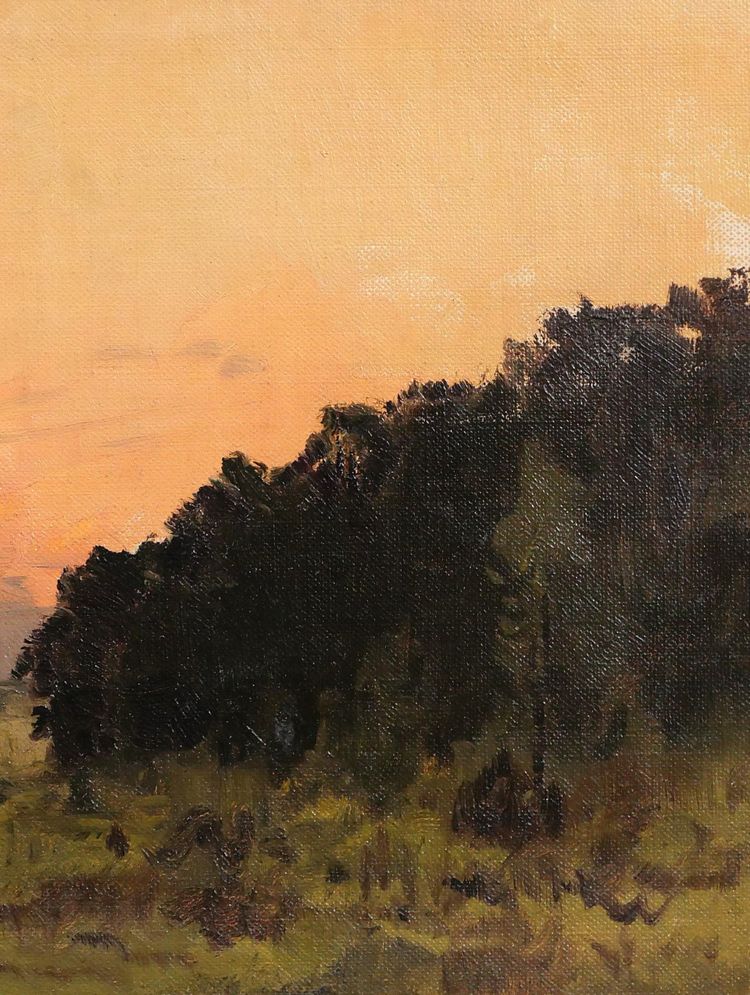 Joseh François 1851-1940 Sunset, landscape, painting, impressionism, Belgium