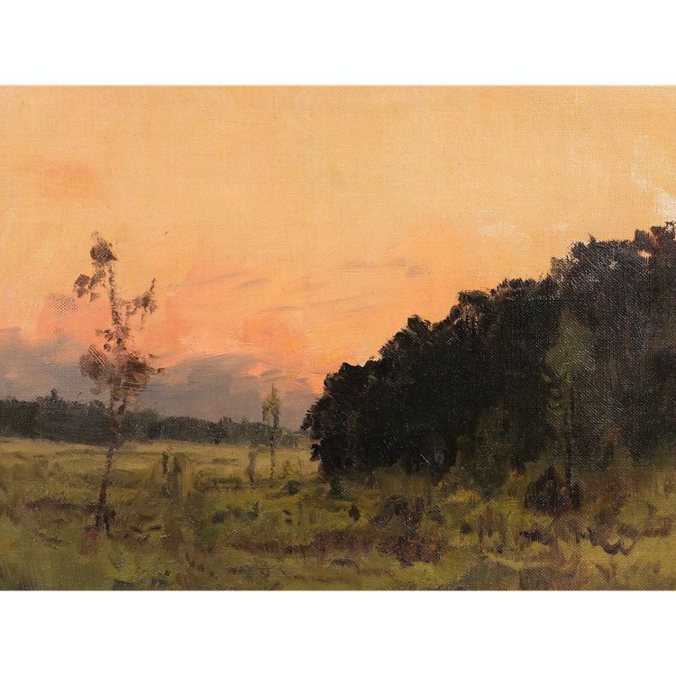 Joseh François 1851-1940 Sunset, landscape, painting, impressionism, Belgium