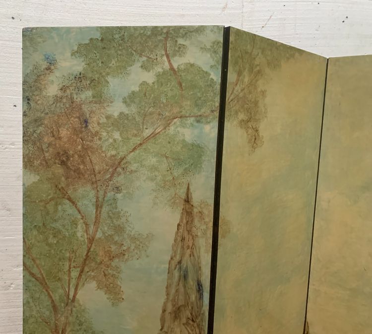 Painted three-leaf folding screen XX century