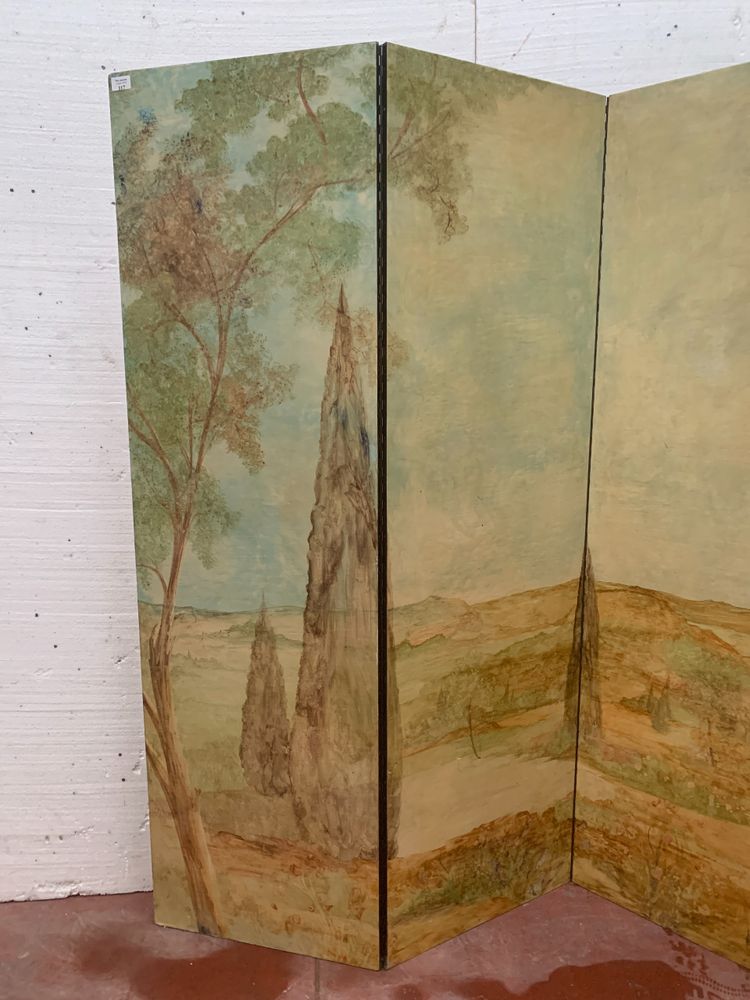 Painted three-leaf folding screen XX century