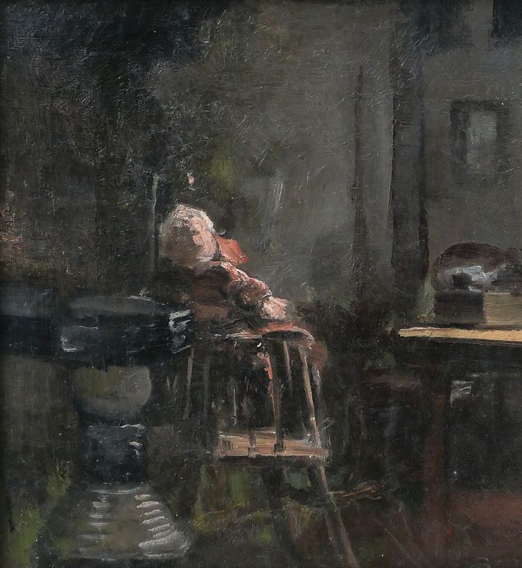 Joseph François 1851-1940 Intérieur de maison à la poupée, tableau, impressionnisme, Belgique