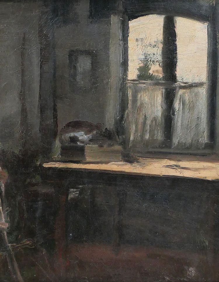 Joseph François 1851-1940 Intérieur de maison à la poupée, tableau, impressionnisme, Belgique