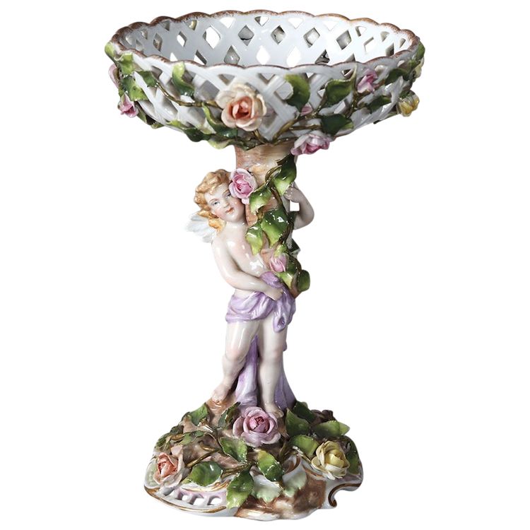 Porcelain basket cup from PLAUE-THURINGE, 19th century, height: 24 cm