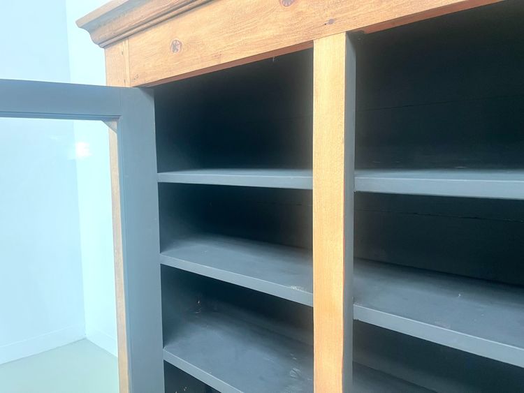 Large old display case in solid pine