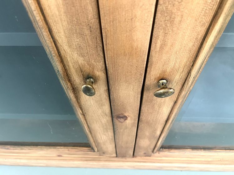 Large old display case in solid pine