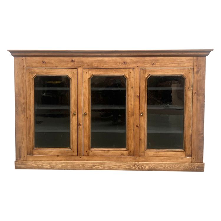 Large old display case in solid pine